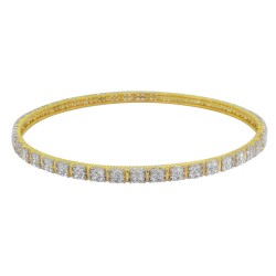Cubic Zirconia Bangle, Sterling Silver 8.5" Length