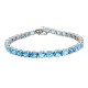 Natural Blue Topaz Link Bracelet Sterling Silver, 15.35cttw 5x4MM 