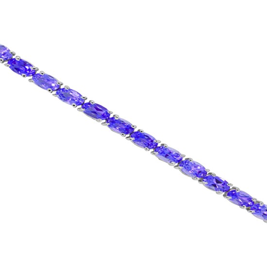 Amethyst Link Bracelet Sterling Silver, 11.48cttw 6x4MM