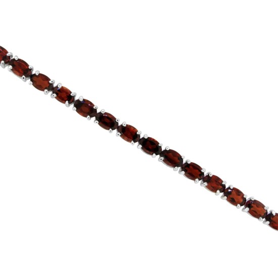 Natural Garnet Bracelet Sterling Silver, 16.05cttw 6x4MM