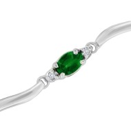 Created Emerald and Genuine Diamond Bracelet Sterling Silver, 3.78cttw