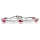 Created Ruby and Genuine Diamond Bracelet Sterling Silver, 3.77cttw