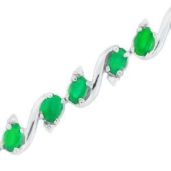 Natural Emerald and Diamond Bracelet Sterling Silver, 5.32cttw
