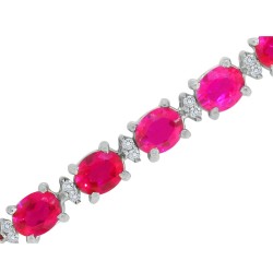 Created Ruby and Genuine Diamond Bracelet Sterling Silver, 11.33cttw