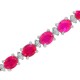 Created Ruby and Genuine Diamond Bracelet Sterling Silver, 11.33cttw