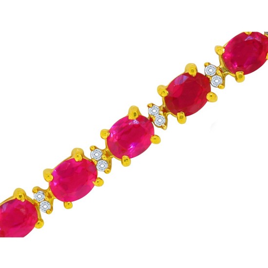 Created Ruby and Genuine Diamond Bracelet Sterling Silver 11.33 ct.t.w.