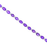 Genuine Amethyst and Diamond Bracelet 14Kt White Gold 8.77 ct.t.w.