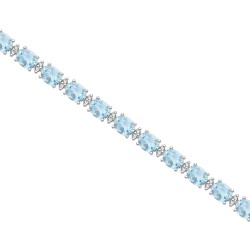 Genuine Aquamarine and Diamond Bracelet 10Kt White Gold 8.28cttw