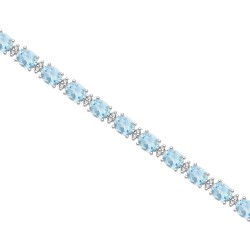 Genuine Aquamarine and Diamond Bracelet 10Kt White Gold 8.28cttw