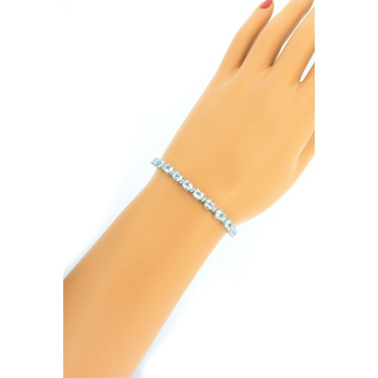 Genuine Aquamarine and Diamond Bracelet 10Kt White Gold 8.28cttw