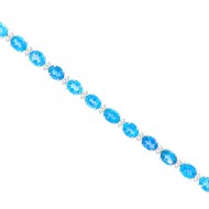 Genuine Blue Topaz Diamond Bracelet 14Kt White Gold 11.81 ct.t.w.