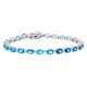 Genuine Blue Topaz Diamond Bracelet 14Kt White Gold 11.81 ct.t.w.