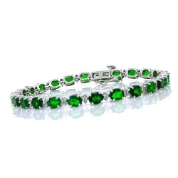 Genuine Chrome Diopside and Diamond Bracelet 10Kt White Gold 11.82 ct.t.w.