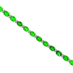 Genuine Chrome Diopside and Diamond Bracelet 10Kt White Gold 11.82 ct.t.w.