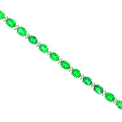 Genuine Emerald and Diamond Bracelet 14Kt White Gold 8.90 ct.t.w.5X4MM 