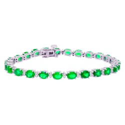 Genuine Emerald Diamond Bracelet Sterling Silver 8.51 ct.t.w.