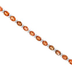 Genuine Garnet and Diamond Bracelet 14Kt White Gold 11.16 ct.t.w.