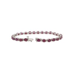 Genuine Ruby and Diamond Bracelet 14Kt White Gold 8 Inches 13.26 ct.t.w.5X4MM 
