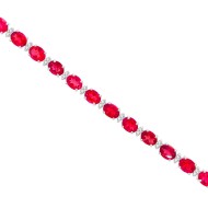 Genuine Ruby and Diamond Bracelet 14Kt White Gold 10.55cttw