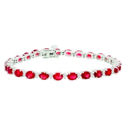 Genuine Ruby Diamond Bracelet Sterling Silver 12.78 ct.t.w.