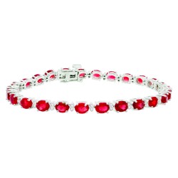 Genuine Ruby and Diamond Bracelet 14Kt White Gold 10.55cttw