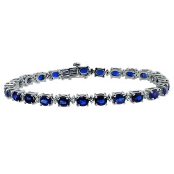 Genuine Sapphire and Diamond Bracelet 14Kt White Gold 10.78 ct.t.w.5X4MM 