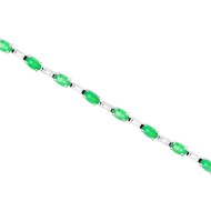 Natural Emerald and 1.00ct Diamond Bracelet 14kt White Gold, 5.47ct 
