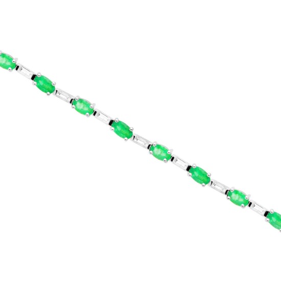 Natural Emerald and 1.00ct Diamond Bracelet 14kt White Gold, 5.47ct 