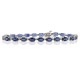 Genuine Blue Sapphire and Diamond Bracelet Sterling Silver, 10.24 ct.t.w.6x4MM 