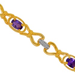 Genuine Amethyst Infinity Bracelet, 14kt Yellow Gold Plated, 2.37cttw 6x4MM