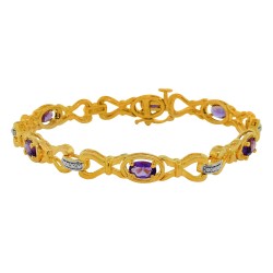 Genuine Amethyst Infinity Bracelet, 14kt Yellow Gold Plated, 2.37cttw 6x4MM