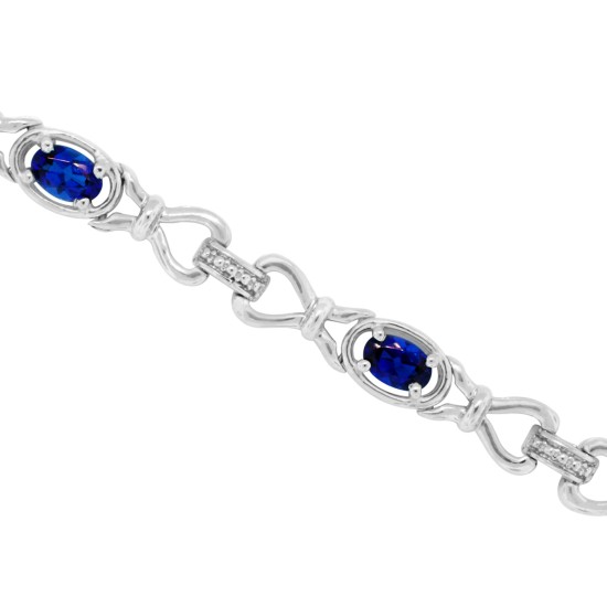 Sapphire Infinity Bracelet Sterling Silver, 3.08cttw 6x4 MM