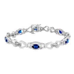 Sapphire Infinity Bracelet Sterling Silver, 3.08cttw 6x4 MM