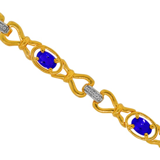 Blue Sapphire Infinity Bracelet Sterling Silver, 3.08cttw 6X4 MM