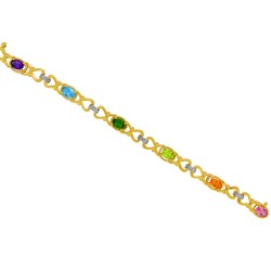 Multistone Rainbow Bracelet Sterling Silver, 4.95cttw 7x5MM