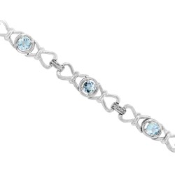 Genuine Aquamarine Bracelet Sterling Silver, 3.28cttw 5MM 