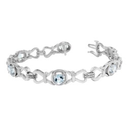 Genuine Aquamarine Bracelet Sterling Silver, 3.28cttw 5MM 