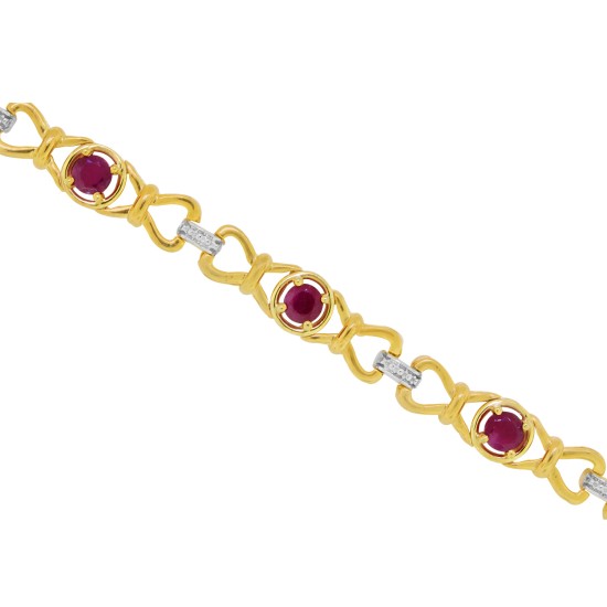 Genuine Ruby Bracelet Sterling Silver, 4.70cttw 5MM 