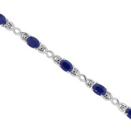 Genuine Sapphire Infinity Bracelet Sterling Silver, 6.57cttw 6x4MM