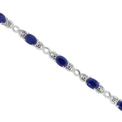 Genuine Sapphire Infinity Bracelet Sterling Silver, 6.57cttw 6x4MM