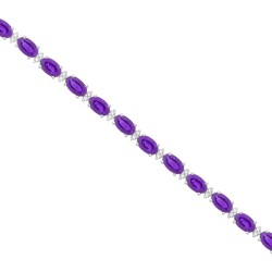 Genuine Amethyst and Diamond Bracelet 14Kt White Gold 5.87 ct.t.w