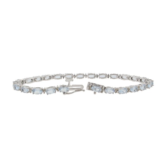 Genuine Aquamarine and Diamond Bracelet 14Kt White Gold 5.87cttw