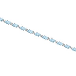 Genuine Aquamarine and Diamond Bracelet 14Kt White Gold 5.87cttw