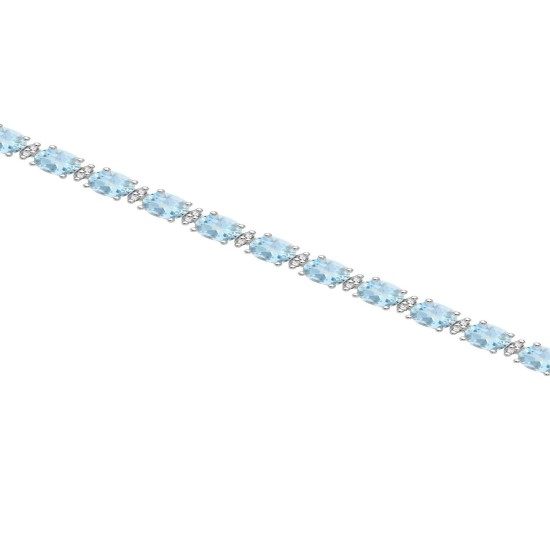 Genuine Aquamarine and Diamond Bracelet 14Kt White Gold 5.87cttw