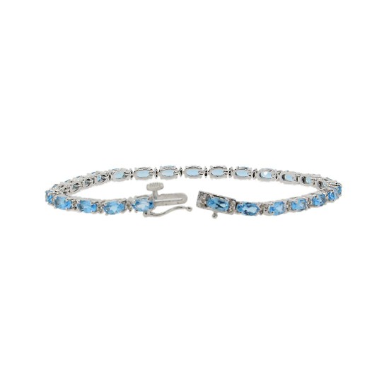 Blue Topaz and Diamond Bracelet 14Kt White Gold 5.87 ct.t.w