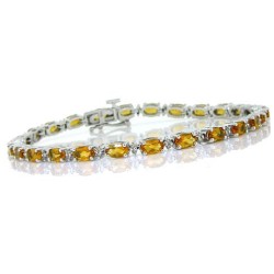 Citrine and Diamond Bracelet 14Kt White Gold 5.87 ct.t.w