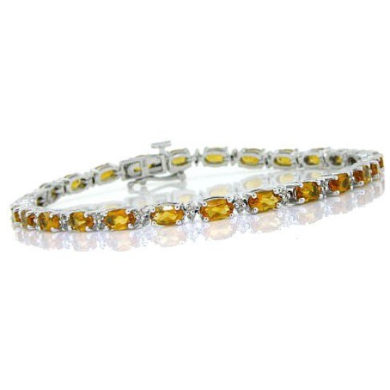 Citrine and Diamond Bracelet 14Kt White Gold 5.87 ct.t.w