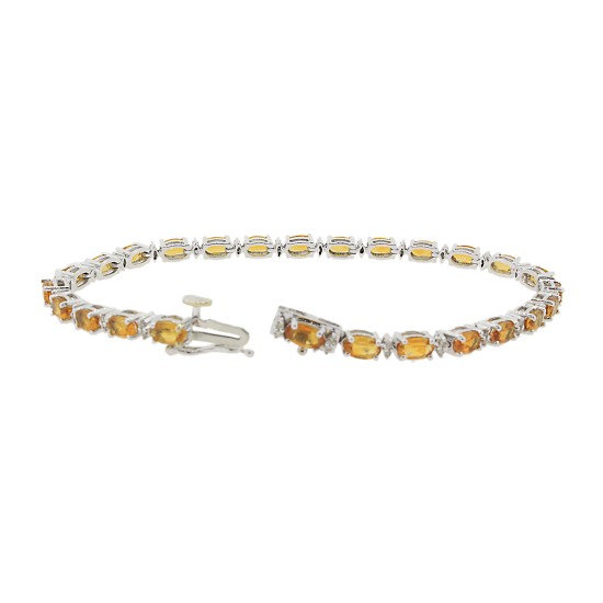 Citrine and Diamond Bracelet 14Kt White Gold 5.87 ct.t.w