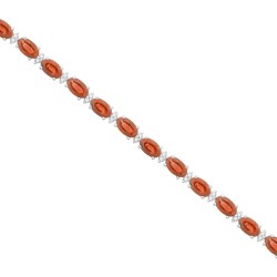 Garnet and Diamond Bracelet 14Kt White Gold 7.98 ct.t.w