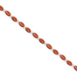 Garnet and Diamond Bracelet 14Kt White Gold 7.98 ct.t.w